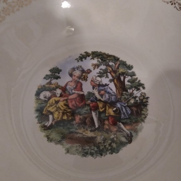 Cronin China Co. Dancing Colonial Couple 9 3/8" Ro - Picture 3 of 4
